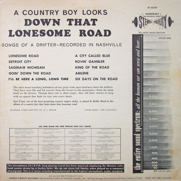 Earl Cupit And Bobby Bond : A Country Boy Looks Down That Lonesome Road (LP, Album)