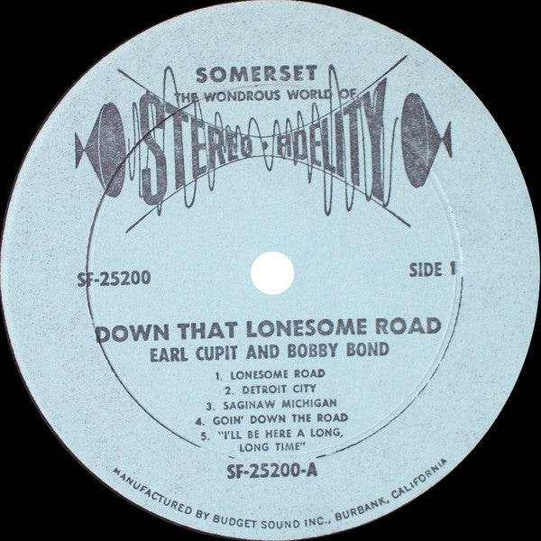 Earl Cupit And Bobby Bond : A Country Boy Looks Down That Lonesome Road (LP, Album)