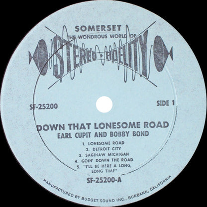 Earl Cupit And Bobby Bond : A Country Boy Looks Down That Lonesome Road (LP, Album)