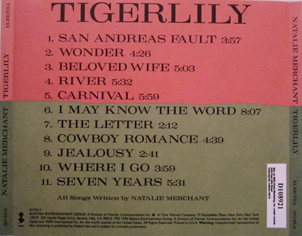 Natalie Merchant : Tigerlily (CD, Album, Club)
