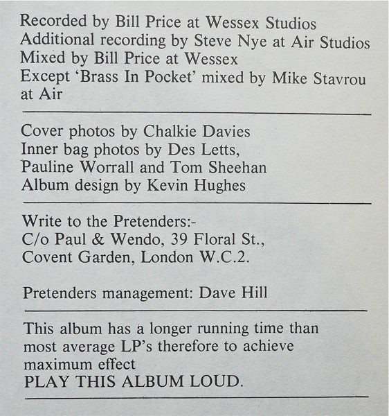 The Pretenders : Pretenders (LP, Album, Club)