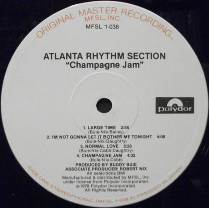 Atlanta Rhythm Section : Champagne Jam (LP, Album, Ltd, RE, RM)