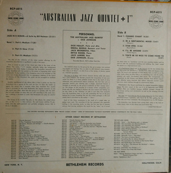 The Australian Jazz Quintet + Osie Johnson : Australian Jazz Quintet +1 (LP)