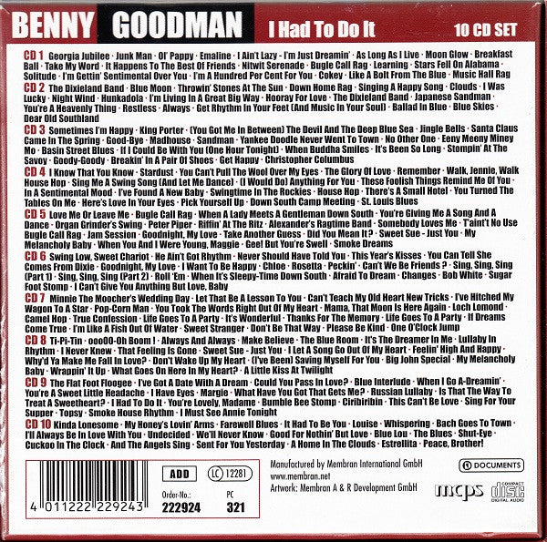 Benny Goodman : I Had To Do It (10xCD, Comp, Mono + Box)