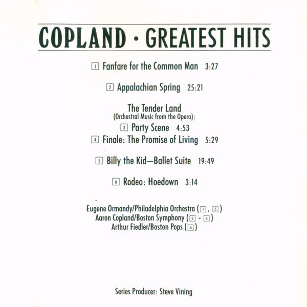 Aaron Copland / Boston Symphony Orchestra, The Boston Pops Orchestra, The Philadelphia Orchestra : Greatest Hits (CD, Comp)