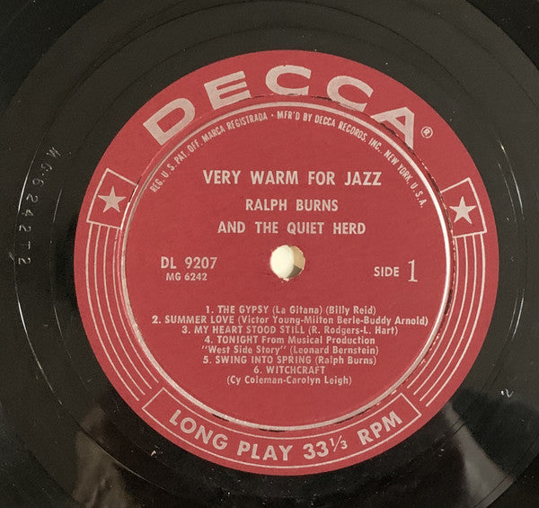 Ralph Burns And The Quiet Herd : Very Warm For Jazz (LP, Album, Mono)