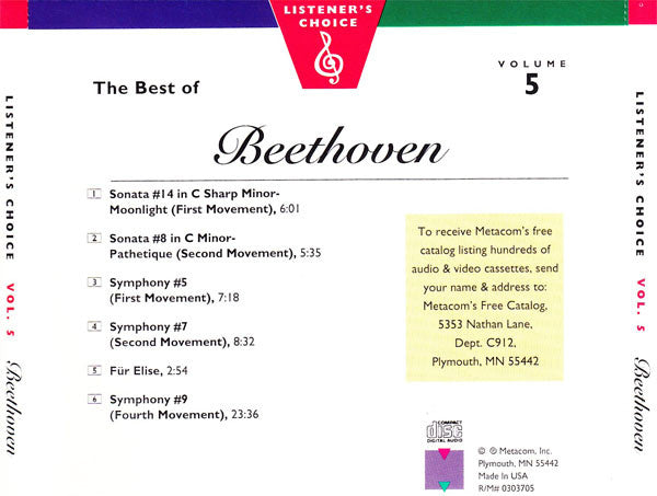 Ludwig van Beethoven : The Best Of Beethoven (CD, Comp)