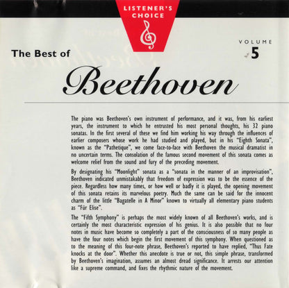 Ludwig van Beethoven : The Best Of Beethoven (CD, Comp)