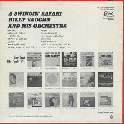 Billy Vaughn And His Orchestra : A Swingin' Safari (LP, Album)