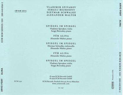 Arvo Pärt : Alina (CD, Album, RE)