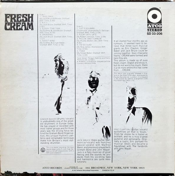 Cream (2) : Fresh Cream (LP, Album, Mon)