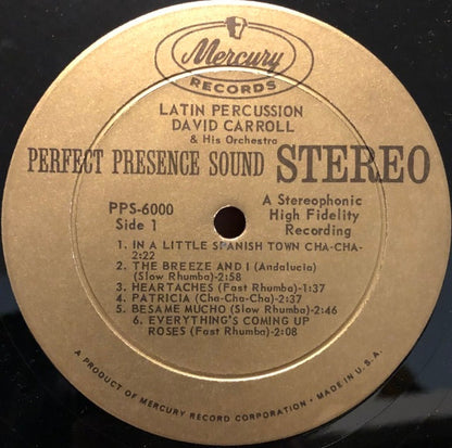 David Carroll & His Orchestra : Latin Percussion (LP, Album, Gat)