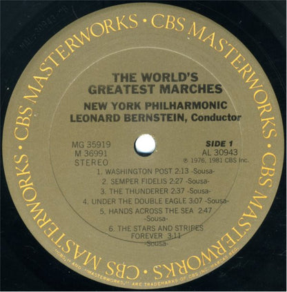 Leonard Bernstein - The New York Philharmonic Orchestra : The World's 25 Greatest Marches (2xLP, Comp)