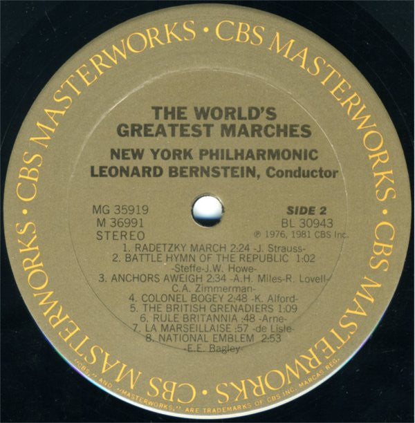 Leonard Bernstein - The New York Philharmonic Orchestra : The World's 25 Greatest Marches (2xLP, Comp)