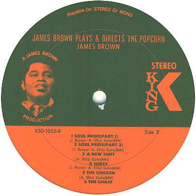 James Brown Directs And Dances With The The James Brown Band : The Popcorn (LP, Album, Ora)