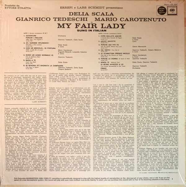 Delia Scala, Gianrico Tedeschi, Mario Carotenuto : My Fair Lady Original Italian Cast Sung In Italian (LP, Album, Mono)