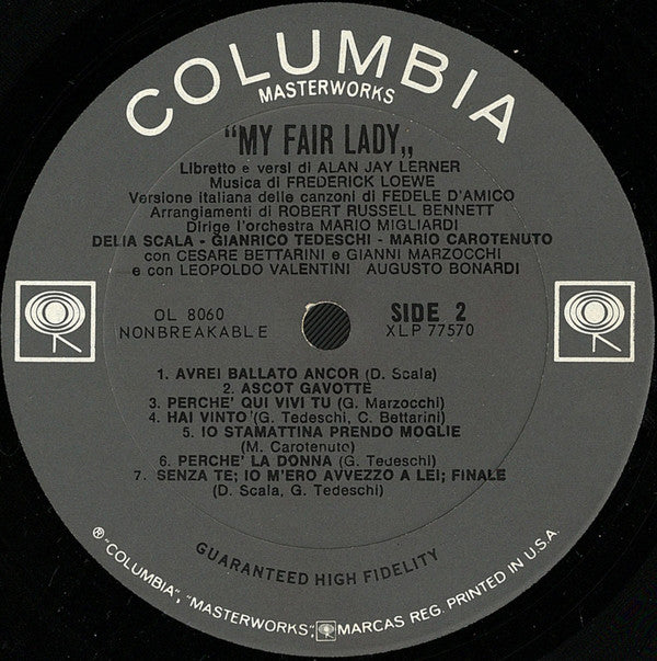 Delia Scala, Gianrico Tedeschi, Mario Carotenuto : My Fair Lady Original Italian Cast Sung In Italian (LP, Album, Mono)