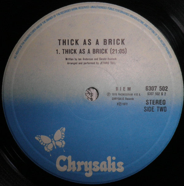 Jethro Tull : Thick As A Brick (LP, Album, RE)