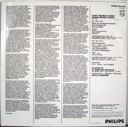 Georg Friedrich Händel - The Academy Of St. Martin-in-the-Fields, Sir Neville Marriner : Music For The Royal Fireworks / Concerto Grosso "Alexander's Feast" / Ouverture In D (LP)