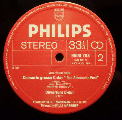 Georg Friedrich Händel - The Academy Of St. Martin-in-the-Fields, Sir Neville Marriner : Music For The Royal Fireworks / Concerto Grosso "Alexander's Feast" / Ouverture In D (LP)