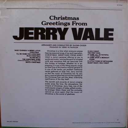 Jerry Vale : Christmas Greetings From Jerry Vale (LP, Album, RE)