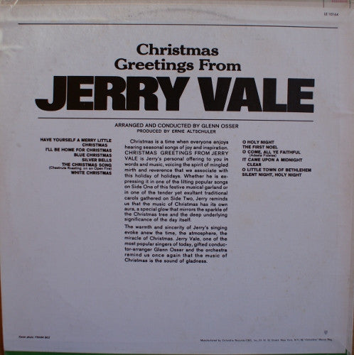 Jerry Vale : Christmas Greetings From Jerry Vale (LP, Album, RE)