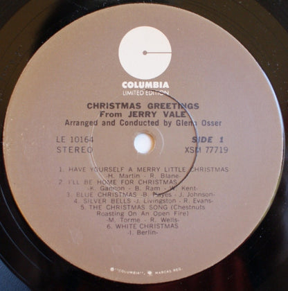 Jerry Vale : Christmas Greetings From Jerry Vale (LP, Album, RE)