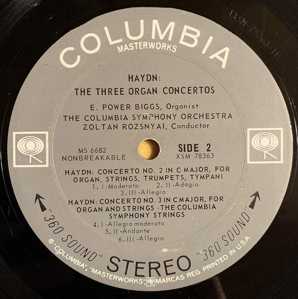 Joseph Haydn - E. Power Biggs, Columbia Symphony Orchestra, Zoltan Rozsnyai : The Three Organ Concertos (LP)