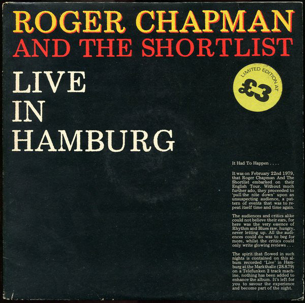 Roger Chapman And The Shortlist : Live In Hamburg (LP)