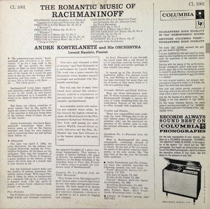 Sergei Vasilyevich Rachmaninoff / André Kostelanetz And His Orchestra : Leonid Hambro : The Romantic Music Of Rachmaninoff (LP)