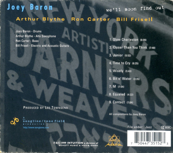 Joey Baron, Arthur Blythe, Ron Carter, Bill Frisell : We'll Soon Find Out (CD, Album)