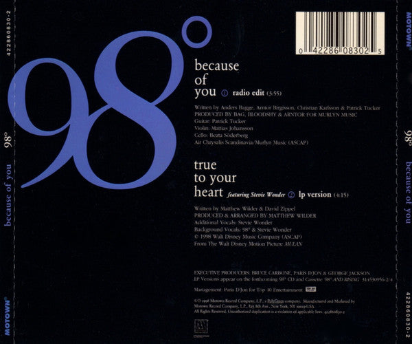 98 Degrees : Because Of You (CD, Single)