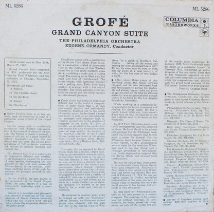 Ferde Grofé, Eugene Ormandy / The Philadelphia Orchestra : Grand Canyon Suite (LP, Album, Mono, Pit)