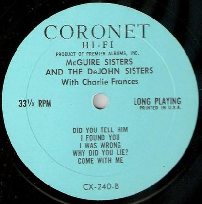 McGuire Sisters With De John Sisters : Starring The McGuire Sisters With The De John Sisters (LP, Album, Mono)