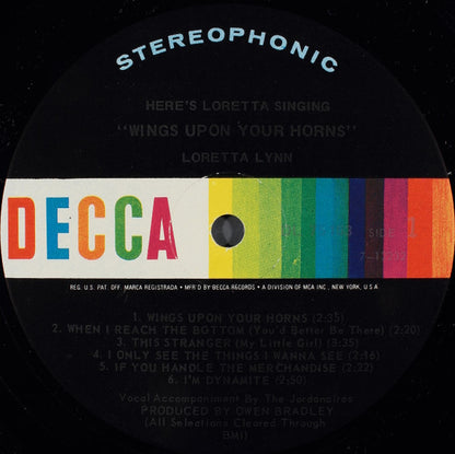 Loretta Lynn : Here's Loretta Singing "Wings Upon Your Horns" (LP, Album, Roc)