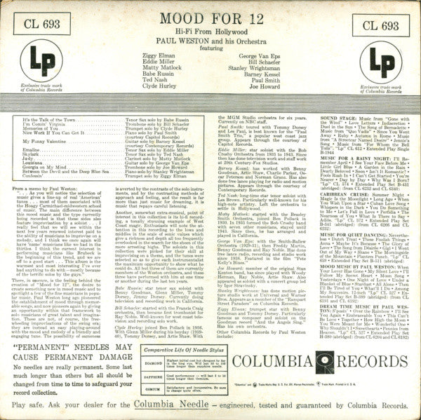 Paul Weston And His Orchestra : Mood For 12 (LP, Album)