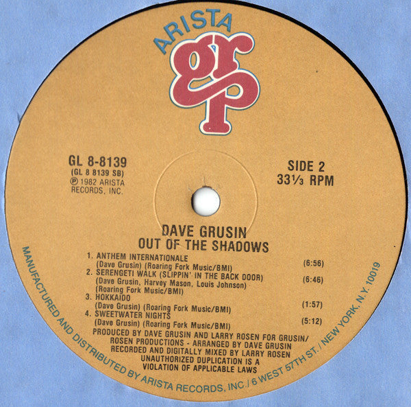 Dave Grusin : Out Of The Shadows (LP, Album)