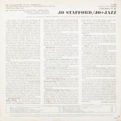 Jo Stafford : Jo + Jazz (LP, Album, Mono)