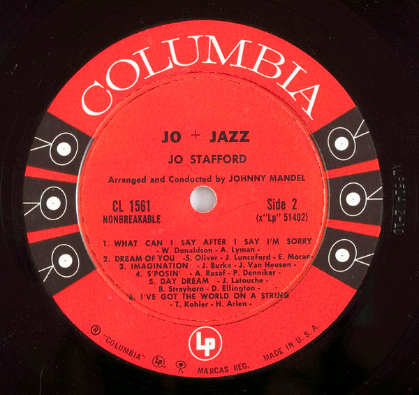 Jo Stafford : Jo + Jazz (LP, Album, Mono)