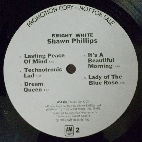 Shawn Phillips (2) : Bright White (LP, Album, Promo, Mon)