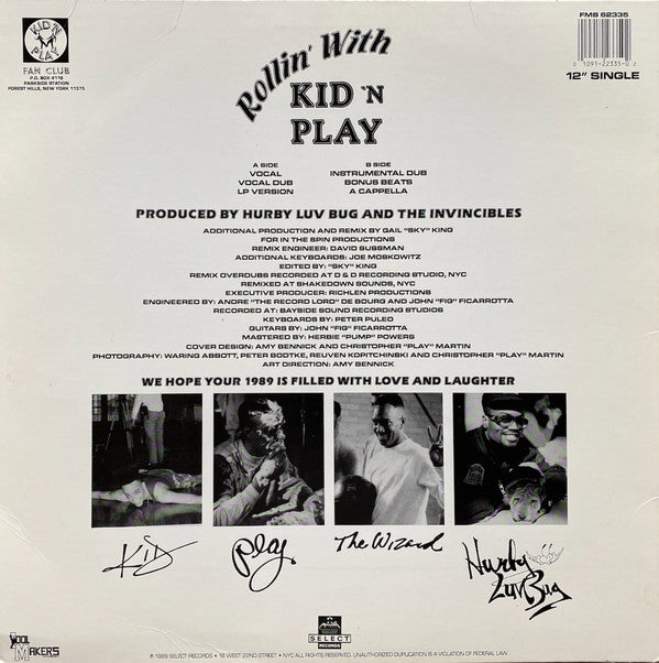Kid 'N' Play : Rollin' With Kid 'N Play (12", Single)