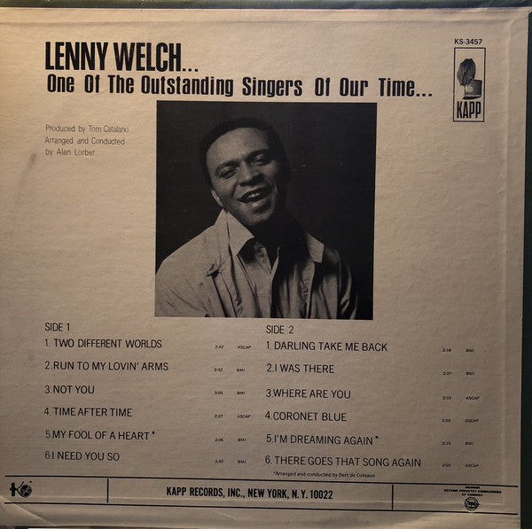 Buy Lenny Welch : Two Different Worlds (LP, Album) Online for a