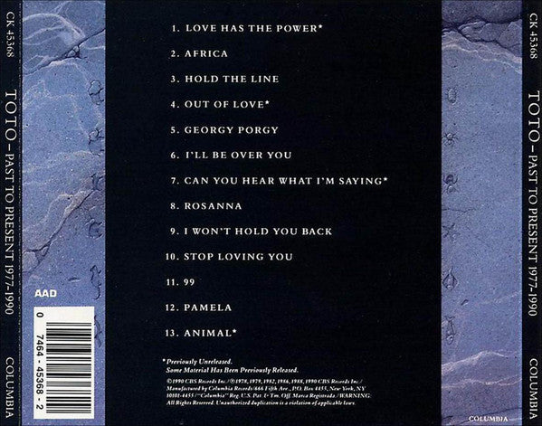 Toto : Past To Present 1977-1990 (CD, Comp, Col)