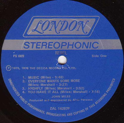 John Miles : Rebel (LP, Album, Pet)