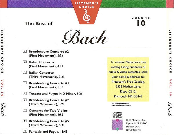 Johann Sebastian Bach : The Best Of Bach (CD, Comp)
