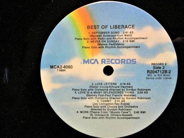 Liberace : The Best Of Liberace (2xLP, Comp, Club, RE)