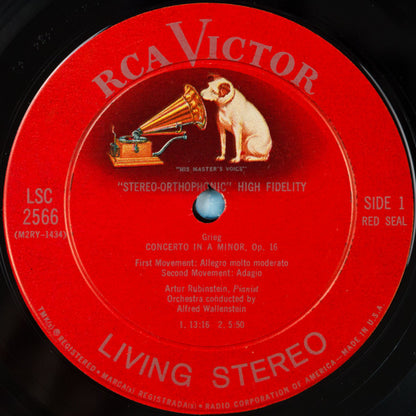 Arthur Rubinstein, Alfred Wallenstein, Edvard Grieg, Manuel De Falla, Franz Liszt, Robert Schumann, Sergei Prokofiev, Heitor Villa-Lobos : Grieg Piano Concerto and Favorite Encores (LP, Ind)