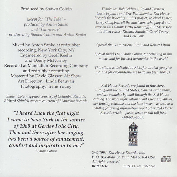 Lucy Kaplansky : The Tide (CD, Album)