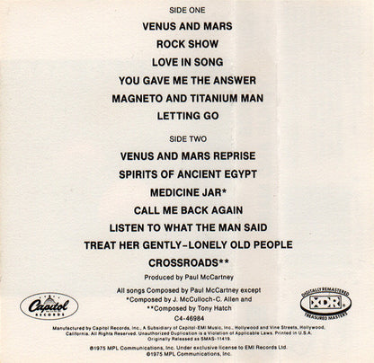 Wings (2) : Venus And Mars (Cass, Album, RE, RM, XDR)