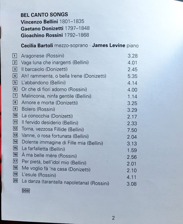 Cecilia Bartoli, James Levine (2) : An Italian Songbook (CD, Album)
